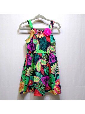 Cherokee Girls' 2T Tropical Print Sleeveless Spaghetti Straps Dress Floral Print